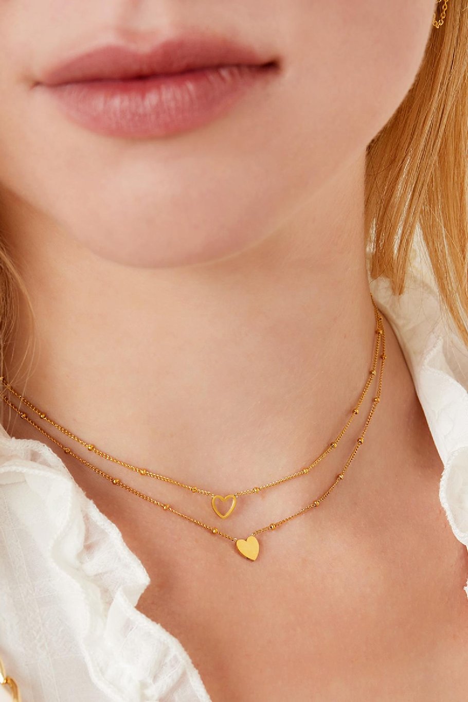 Minimalistisches Halskettenherz Goldfarbe Edelstahl Bild3